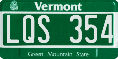 VT license plate LQS354