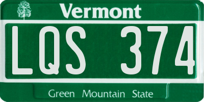 VT license plate LQS374
