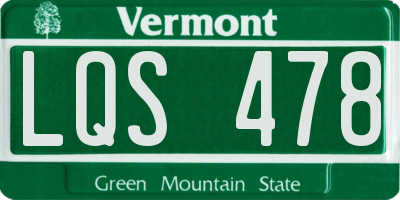 VT license plate LQS478