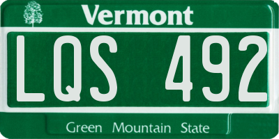 VT license plate LQS492
