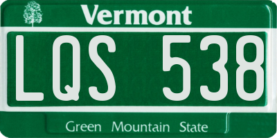 VT license plate LQS538