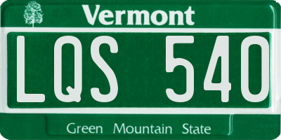 VT license plate LQS540