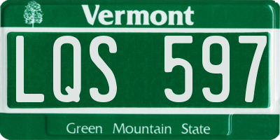 VT license plate LQS597