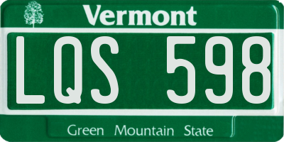 VT license plate LQS598