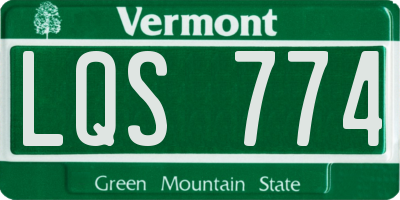 VT license plate LQS774