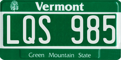 VT license plate LQS985