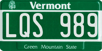 VT license plate LQS989
