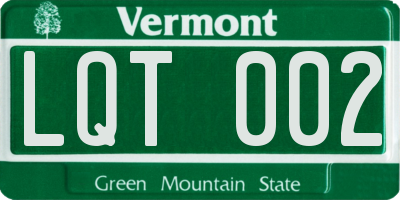 VT license plate LQT002