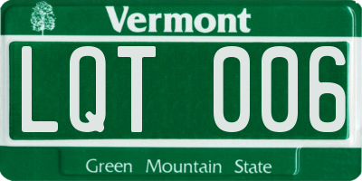 VT license plate LQT006