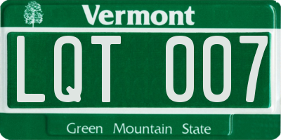 VT license plate LQT007