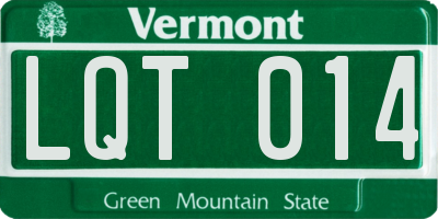 VT license plate LQT014
