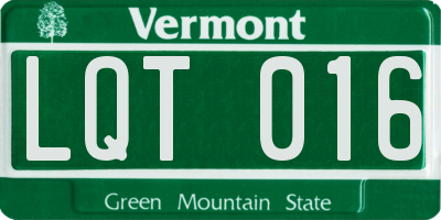 VT license plate LQT016