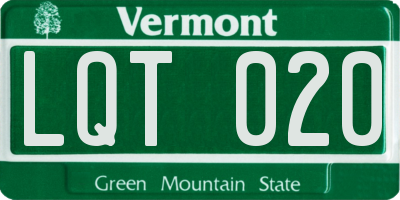 VT license plate LQT020