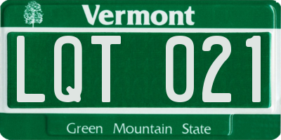 VT license plate LQT021