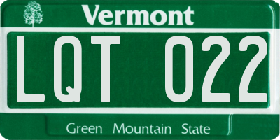 VT license plate LQT022