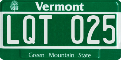 VT license plate LQT025