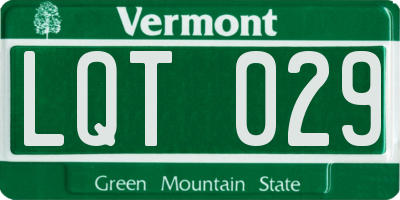 VT license plate LQT029