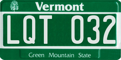 VT license plate LQT032