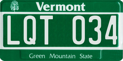 VT license plate LQT034