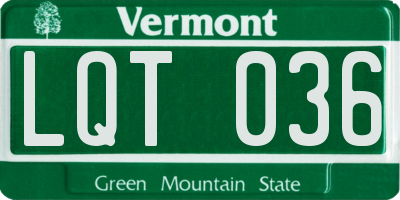 VT license plate LQT036