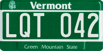 VT license plate LQT042