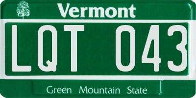 VT license plate LQT043