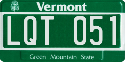 VT license plate LQT051