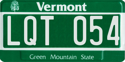 VT license plate LQT054