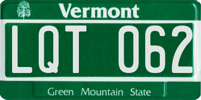 VT license plate LQT062