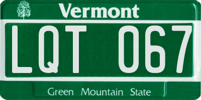 VT license plate LQT067