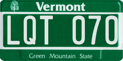 VT license plate LQT070