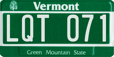 VT license plate LQT071