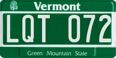 VT license plate LQT072