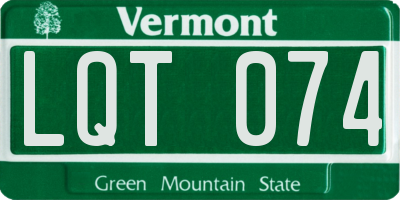 VT license plate LQT074