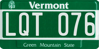 VT license plate LQT076