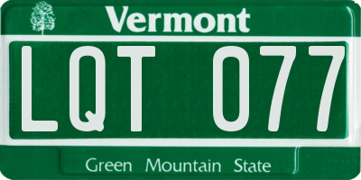 VT license plate LQT077