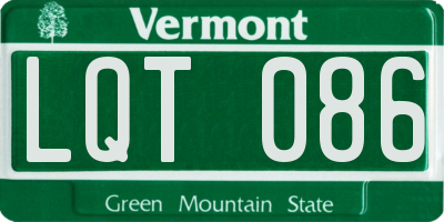 VT license plate LQT086