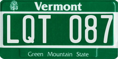 VT license plate LQT087