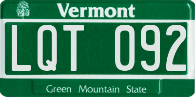 VT license plate LQT092
