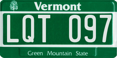 VT license plate LQT097