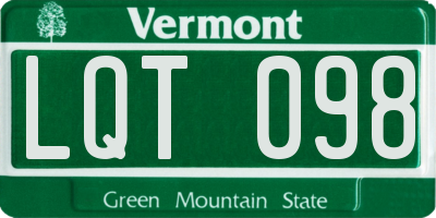 VT license plate LQT098