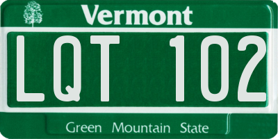 VT license plate LQT102