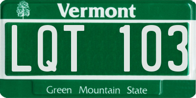 VT license plate LQT103