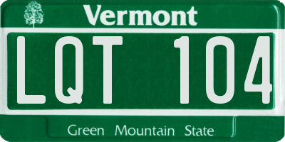 VT license plate LQT104