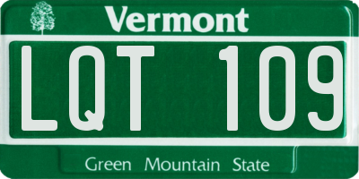 VT license plate LQT109