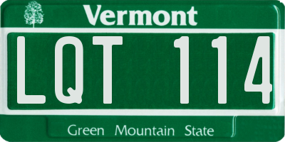 VT license plate LQT114