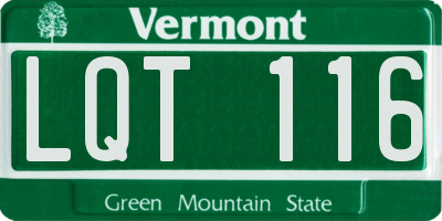 VT license plate LQT116