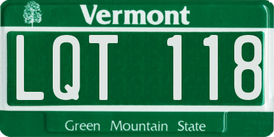 VT license plate LQT118