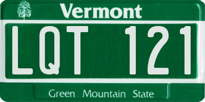 VT license plate LQT121