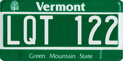 VT license plate LQT122